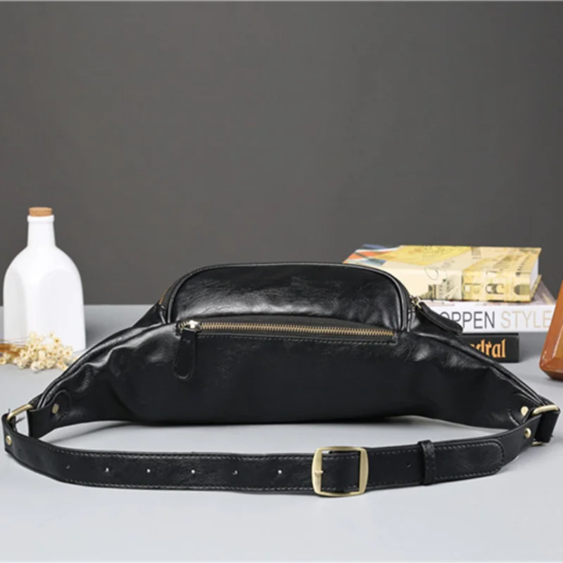 New Fashion Waist Pack Male Small Chest Bag Sports Men's Waist Bag PU Leather Fanny Pack Casual Shoulder Crossbody Bag