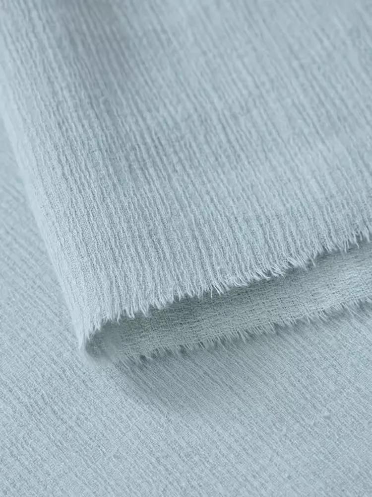 Cotton Bark Crepe Fabric Solid Color Pleated for Sewing Dresses Clothes DIY Handmade by Half Meter fabrics stoffen