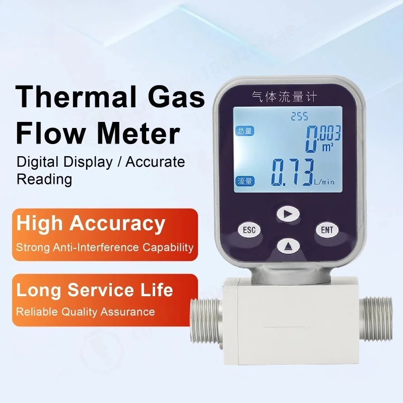 MEMS Micro Thermal Gas Flow Meter Digital Mass Flow Sensor for Compressed Air Oxygen Nitrogen Argon Methane Industrial Use