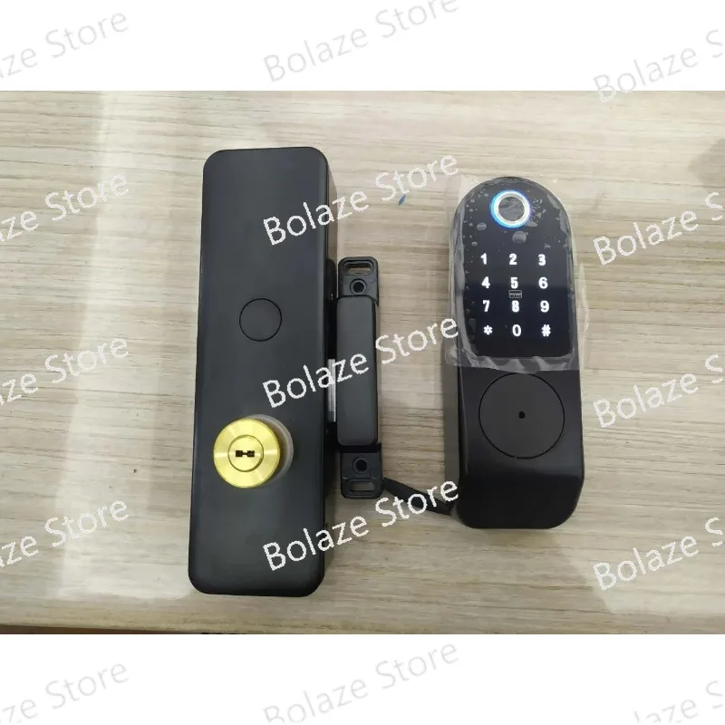 Smart Electric Rim Lock App WIFI Invisible IP65 Waterproof Outdoor Fingerprint Gate Lock Keypad Card Door Lock