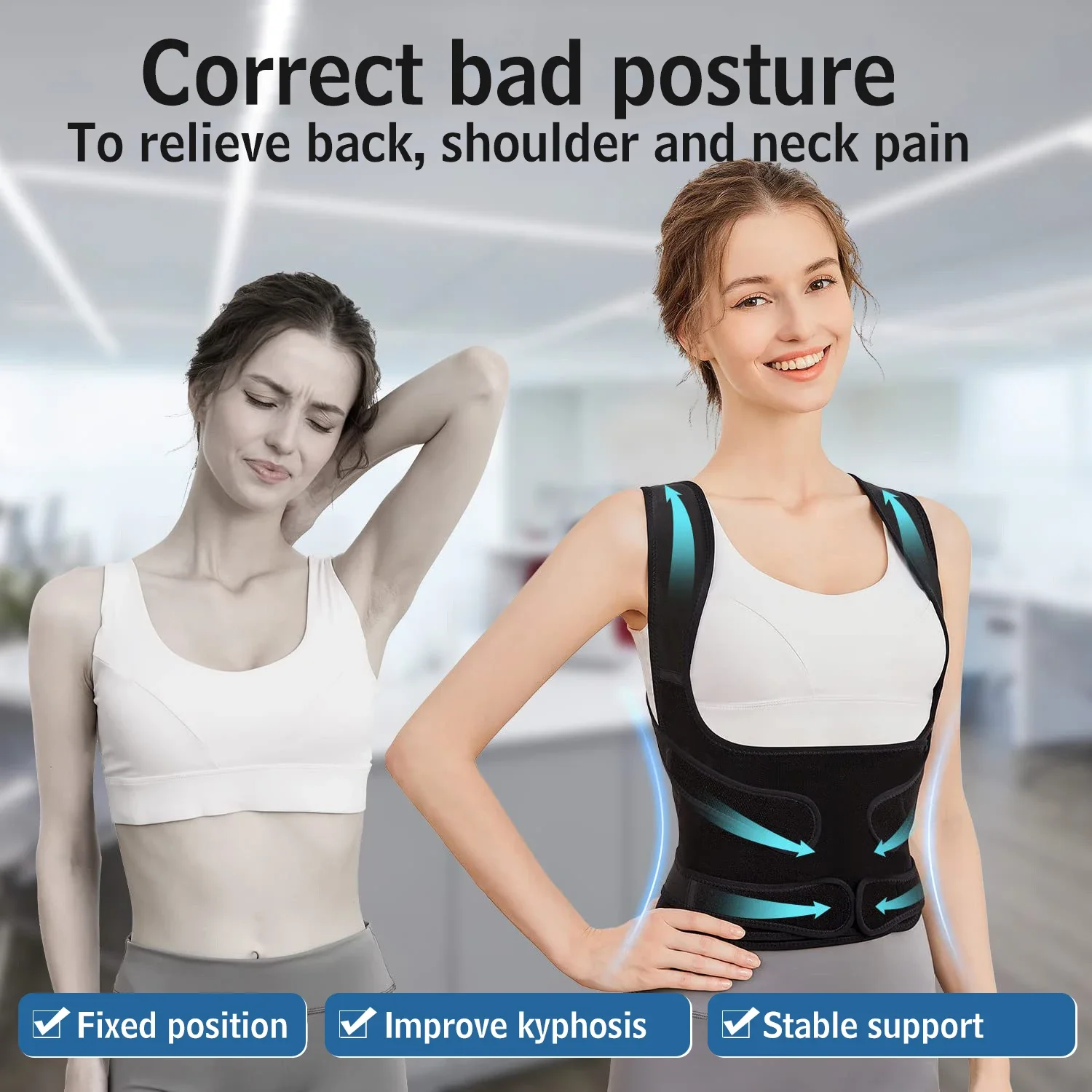 

Back Support Brace Posture Corrector for Women and Men Back Straightener Posture Corrector Scoliosis and Hunchback Correction