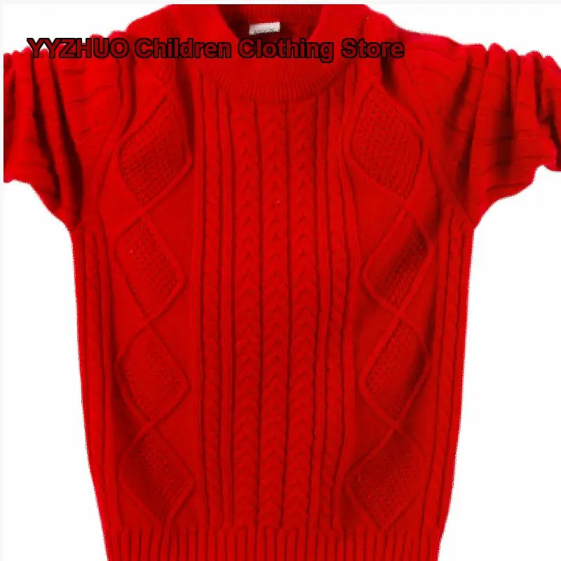 Girls Boys Turtleneck Cashmere Knit Top Red Fleece Lined Warm Base Layer Top Older Kids
