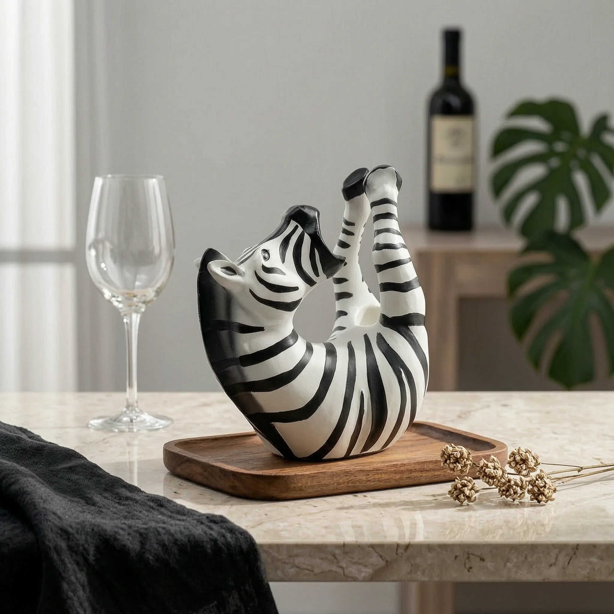 Equine Striped Wine Rack Vintage Look Equine Striped Bottle Holder Creature Shaped Wine Stand Decorative Home Decor Handmade