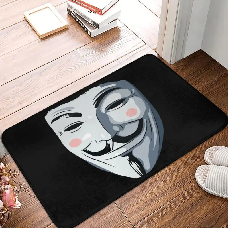 Custom Guy Fawkes Doormat Non-Slip Entrance Kitchen Bath Door Floor Mats V For Vendetta Anonymous Garden Rug Carpet Footpad