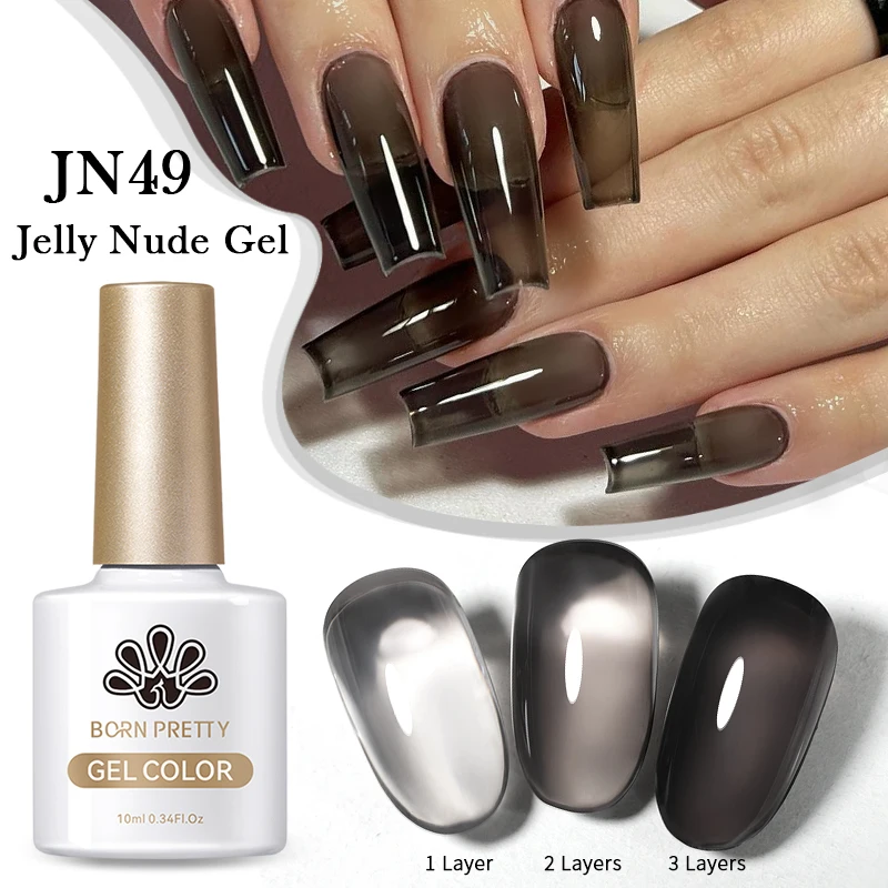 BORN PRETTY Black Jelly Nude Gel Nail Polish 10ml 74 Colors Translucent Clear Vernis Semi Permanent For Nail Art DIY At Home