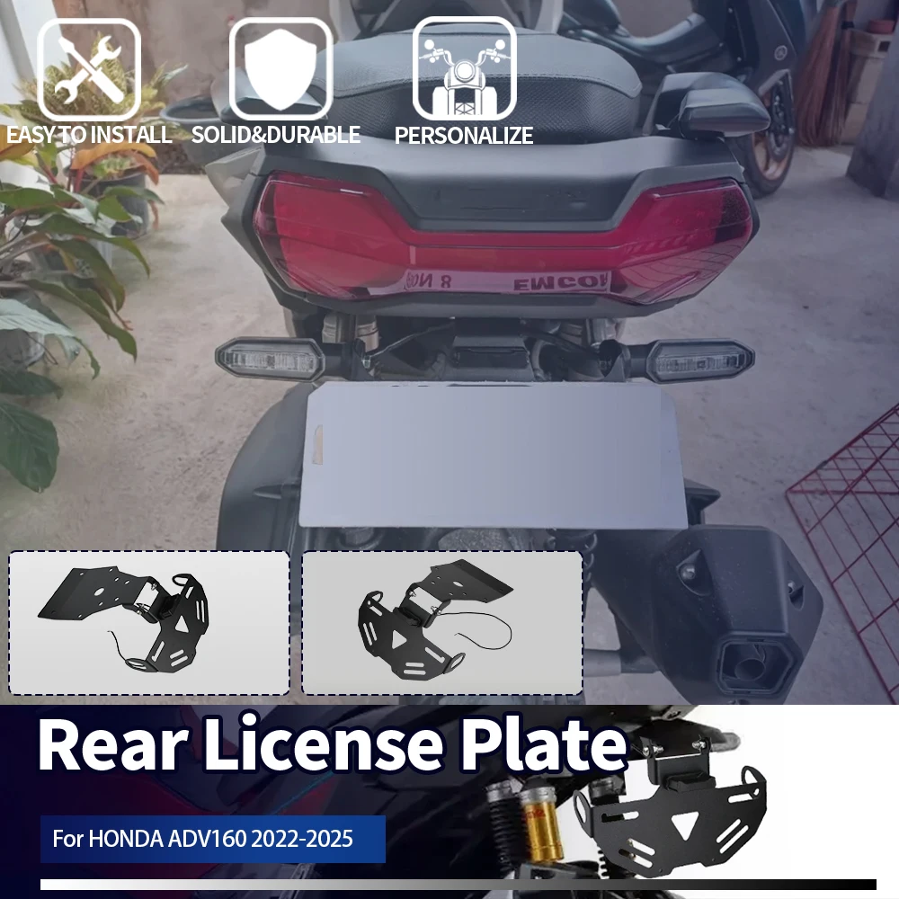 

Motorcycle Rear Short Tail Stock Tidy License Plate Holder Frame Tailstock Bracket LED Light For Honda ADV160 ADV-160 2022-2025