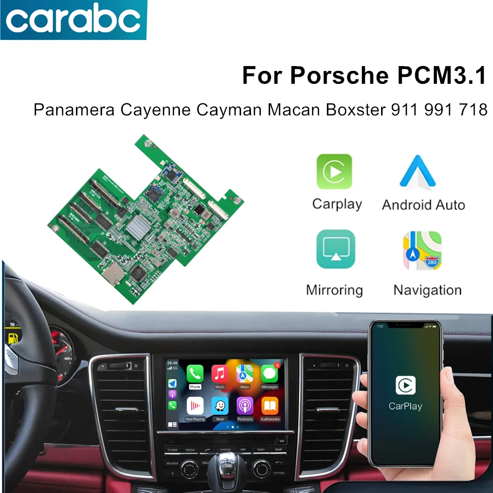 CARABC Drahtlose Carplay Android Auto Passend Für Porsche PCM3.1 Panamera Cayenne Cayman Macan Boxster 911 991 718 Rückfahrkamera