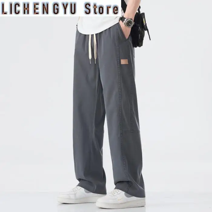 Men's Ice Silk Jeans New Loose Straight Leg Sports Casual Pants Spring Summer Denim Trousers
