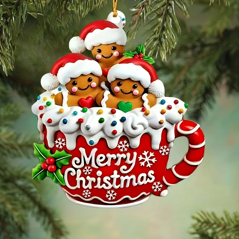 1 قطعة 2D شخصية الاكريليك الزنجبيل الأسرة عيد الميلاد زخرفة-اسم مخصص ، عطلة الديكور السنة الجديدة ، الذكرى السنوية #2