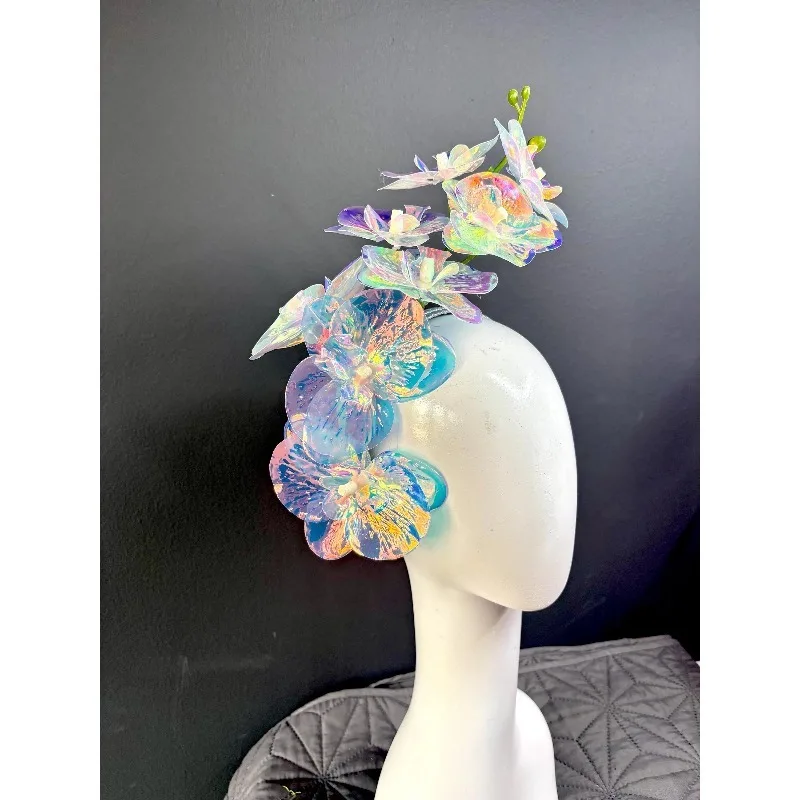 Iridescent Orchid Fascinator Headband – Flower Hair Accessory for Wedding, Derby, Polo Match & Racing Hat Events