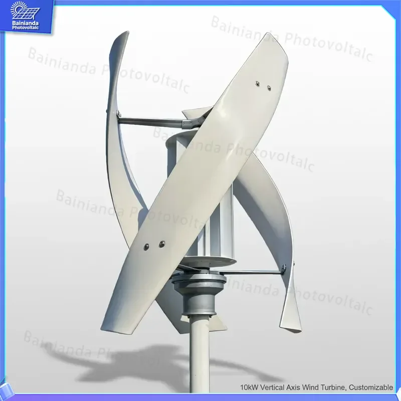 5KW 10KW Vertical Axis Wind Turbine Hybrid Solar Wind Power Generator System Home Off Grid Energy Solution High Efficiency