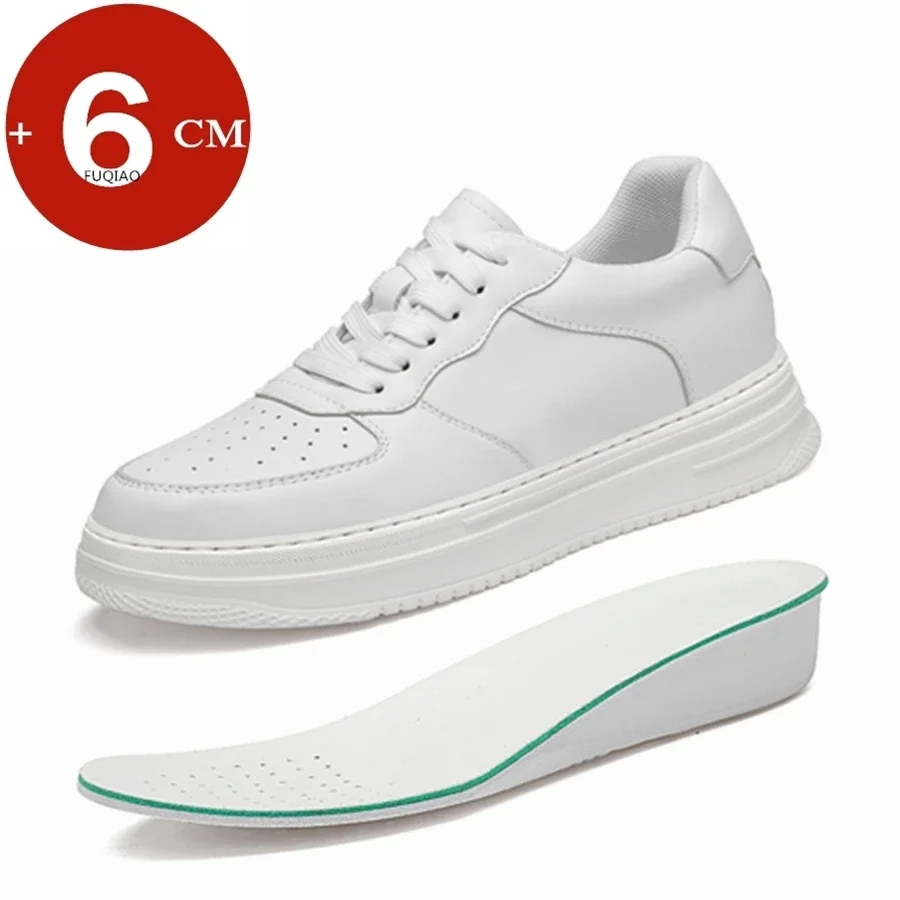 

New Lift Sneakers Men Elevator Shoes Hidden Heels Comfortable Breathable Heighten Shoes For Men 6CM Height Increase White Shoes