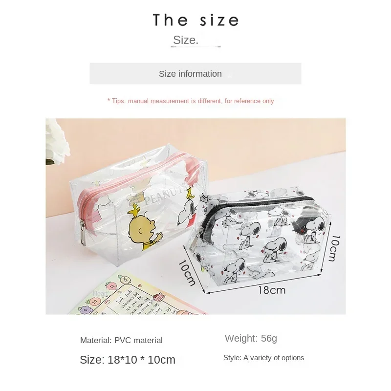 Anime Snoopy Cartoon Outdoor Girl Makeup Women Necessary Cosmetic Bag Transparent Travel OrganizerFashion Small Toiletry Pouch