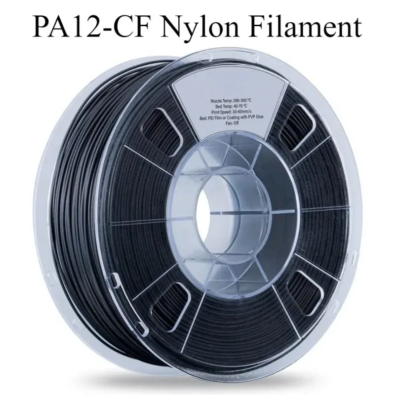 PA12-CF Nylon Filament,Carbon Fiber Nylon Filament 1.75mm,High Strength,High Precision,No Warpage,Low Moisture Sensitivity 1kg