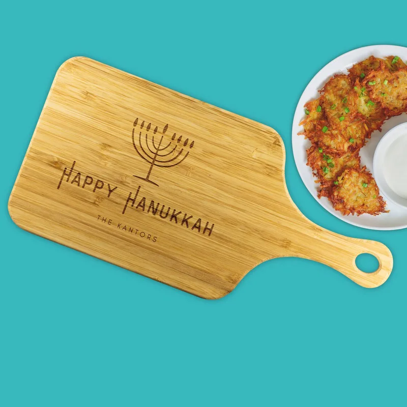 

Personalized happy Hanukkah Board Challah Latke Plate Platter Chanukah Jewish Holiday Party kitchen table home Decoration Gift