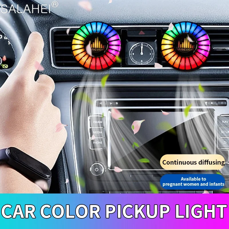 

Car Music Rhythm Lamp Air Freshener RGB LED Strip Sound Control Voice Rhythm Atmosphere Light Option App Control