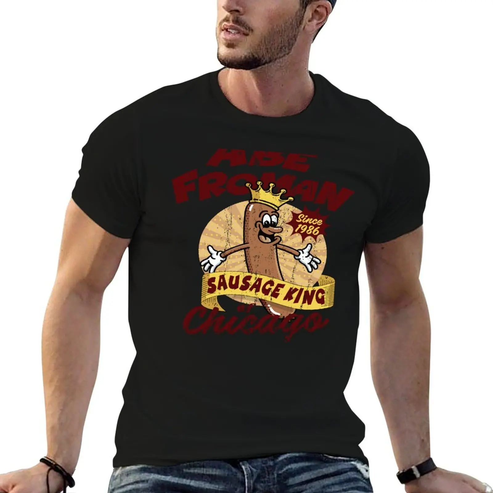 

Abe Froman Sausage King of Chicago Retro 1986 T-Shirt t shirts for man graphic vintage anime t shirts for man T-Shirt