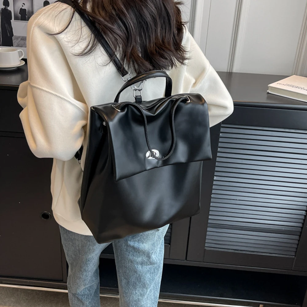 Fashion Soft Women Backpacks Metallic Silver Designer Backpack Travel Shoulder Bags for Women 2023 Large Book Bag Female Handbag