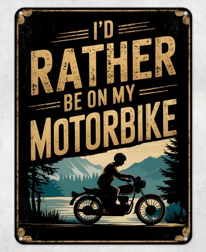 Rather be on my Motorbike Metal Poster Wall Tin Sign Man Cave Shed Home Plaque --Tin Sign
