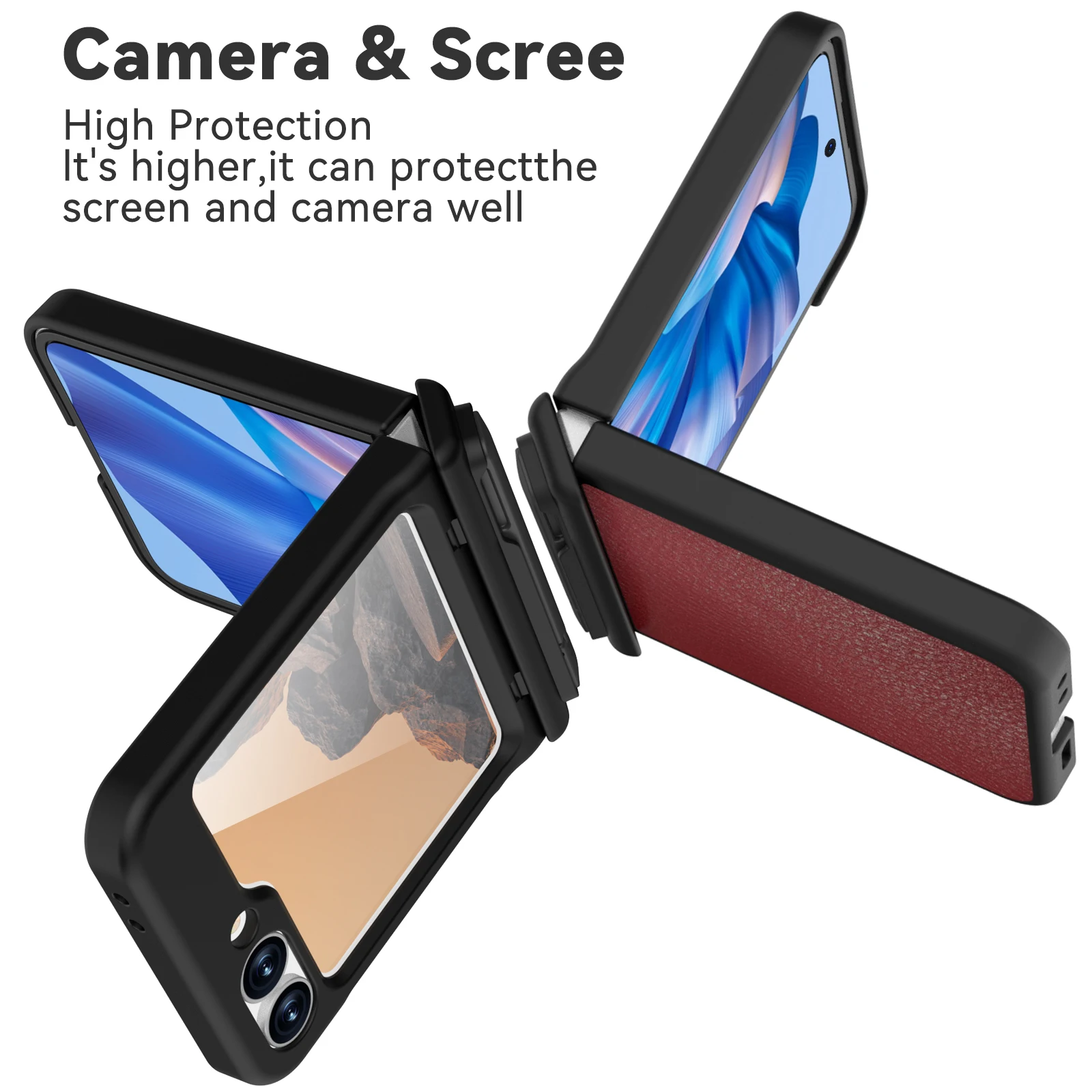 For Samsung Galaxy Z Flip 6 Case Skin Friendly Matte Learther Folding Hinge Bracket Shockproof Protection Hard Cover Accessories