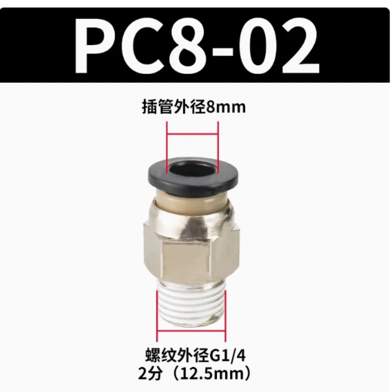 PC8-02 Thread Through 4-M5/PC6-01/PC10-03/12-04 Quick Insertion Pipe Fittings