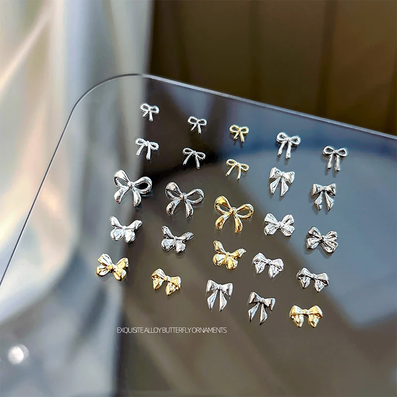 Breloques de luxe pour Nail Art, 10 pièces, nœud papillon en alliage japonais 3D, bijoux de décoration en strass pour ongles, accessoires de bricolage