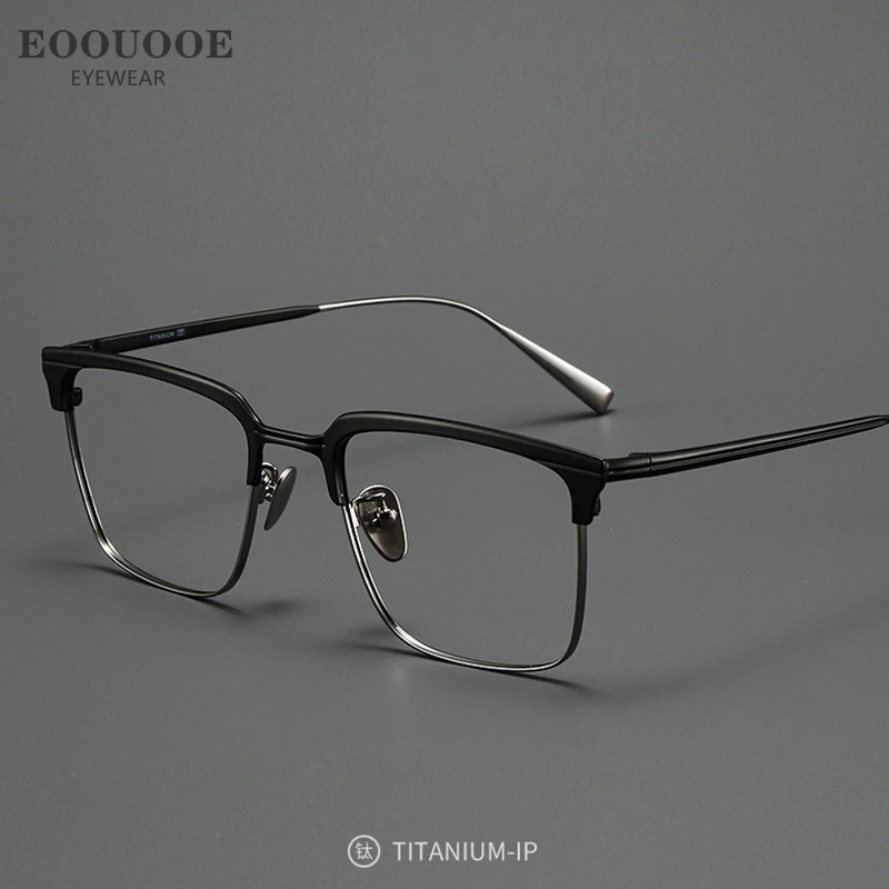 

EOOUOOE Fashion Men Titanium Eyeglass Eyebrow Retro Glasses Frame Optics Myopia Hyperopia Prescription Recipe Lenses Progressive