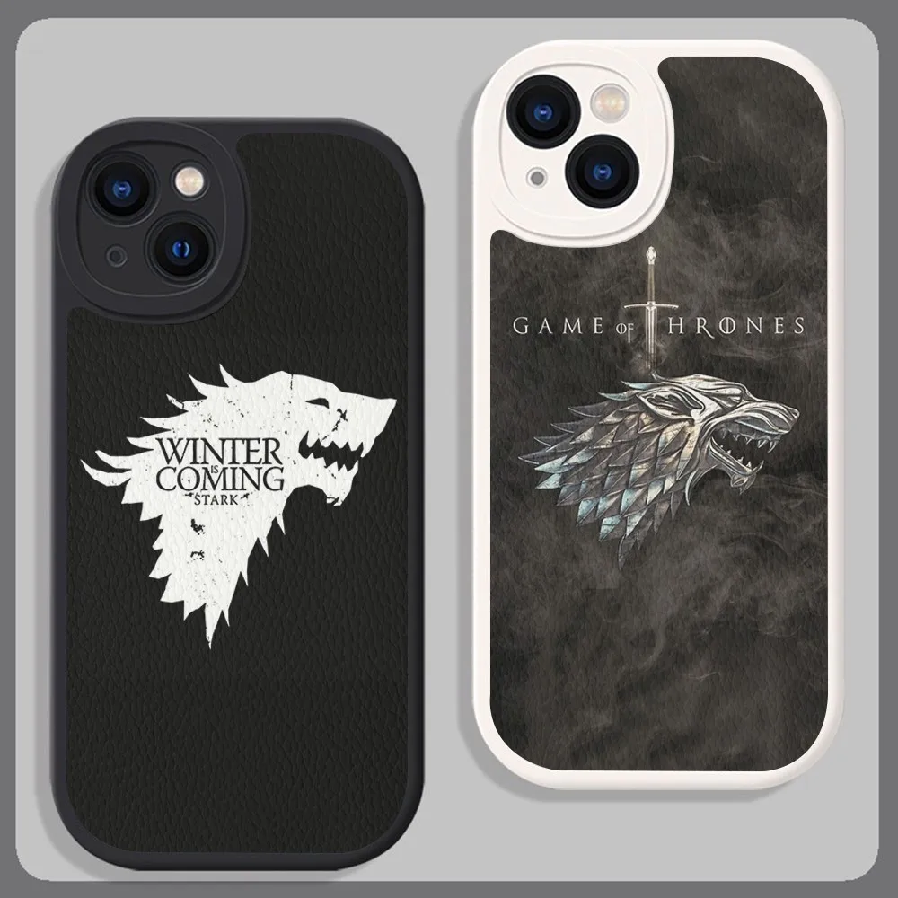 W-Winter C-Coming Stark Phone Case Hard Leather For IPhone 16 15 14 13 12 Mini 11 14 Pro Max Xs X Xr 7 8 Plus Fundas