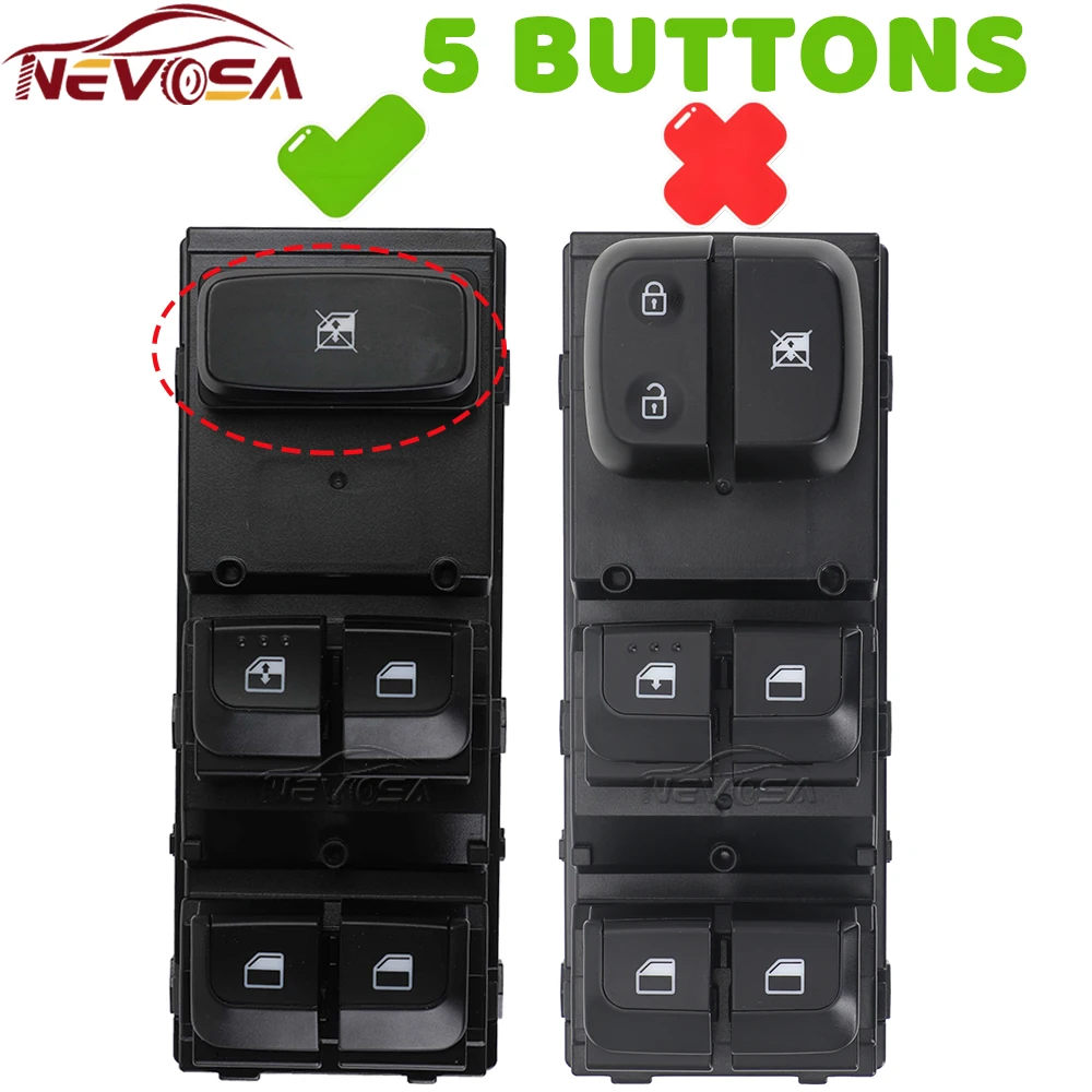 NEVOSA 93570-H8000 For Kia Stonic 2018-2022 Rio Front Left Driver Electric Power Window Control Switch Glass Button 93570H8000