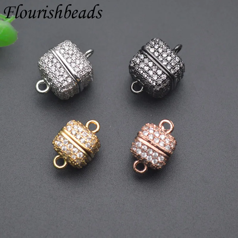 5-10pcs Square Shaped Paved CZ Beads Magnet Connected Clasps Hooks for DIY Couple  Jewelry Bracelet Nnecklace 8mm 10mm