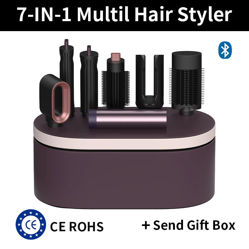 7 in 1 Multi Hair Dryer StylerHS09 Auto-Curling Barrel Hot AirBrush Soft Straightening BrushNegative Ion Fast Dry NozzleGift Box