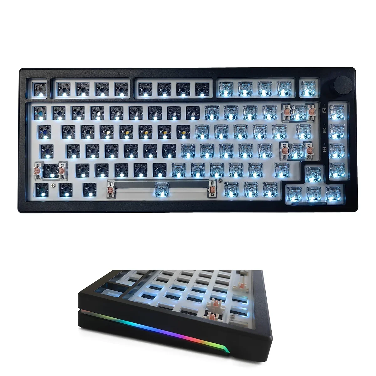 MAIMOOO KX75 75% DIY Mechanical Keyboard Kit Hot-swappable South-facing Full RGB Backlit 2.4GHz/ Bluetooth Macro Custom Keyboard