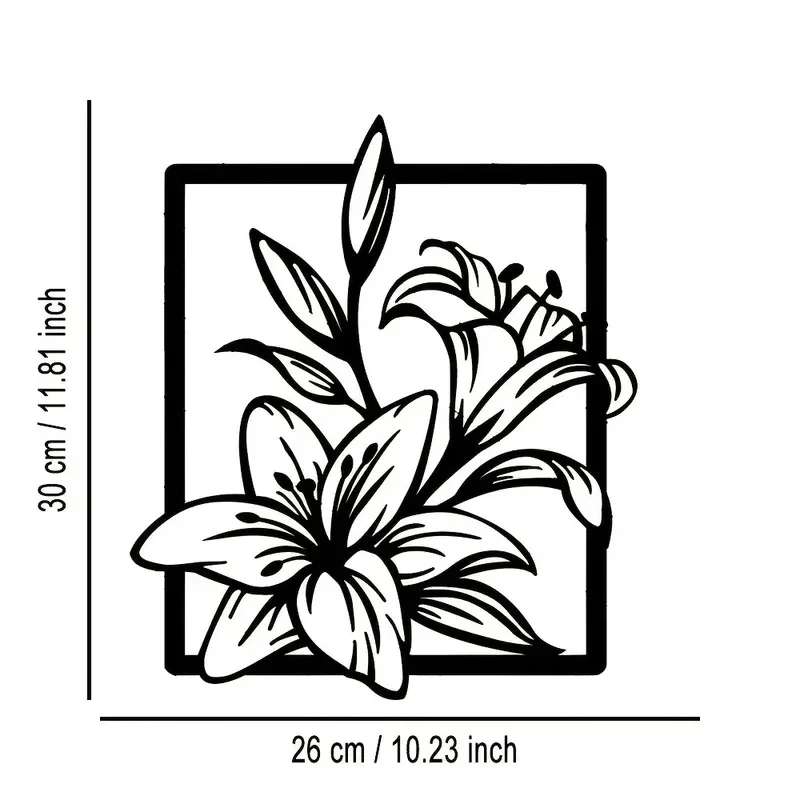 HIRALIY 3D Iron Lily Wall Art, Rustproof Metal Sculpture, Removable Home Decor Gift,1PC