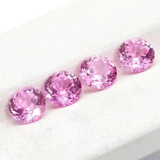 Round Shape Flame Melted Synthetic Cultivate Pink Sapphire Selectable AGL Certificate Beads For Jewelry Making Loose Gemstones