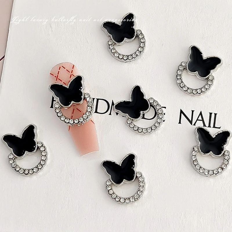 

10PCS 3D Luxury Alloy Nail Art Rhinestone Frame Charms Butterflies Accessories For Nails Decoration Manicure Decor Supplies Tool
