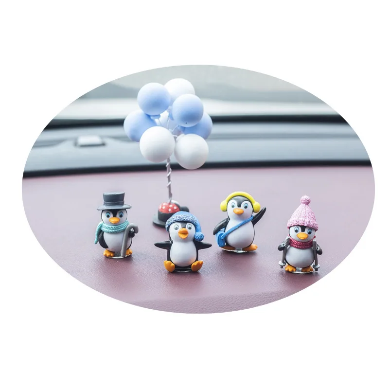 Car Decoration Cartoon Anime Cute Little PenguinAction Figure Model Balloon Ornaments Auto Interior Product Accessories Voiture
