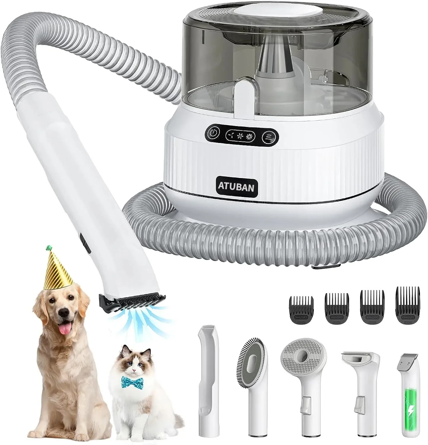 Dog Grooming Vacuum And Pet Grooming Kit 12Kpa Pet Vacuum & Rechargeable Electric Clipper Cat Brush For Pet Hair Vacuum Cleaner