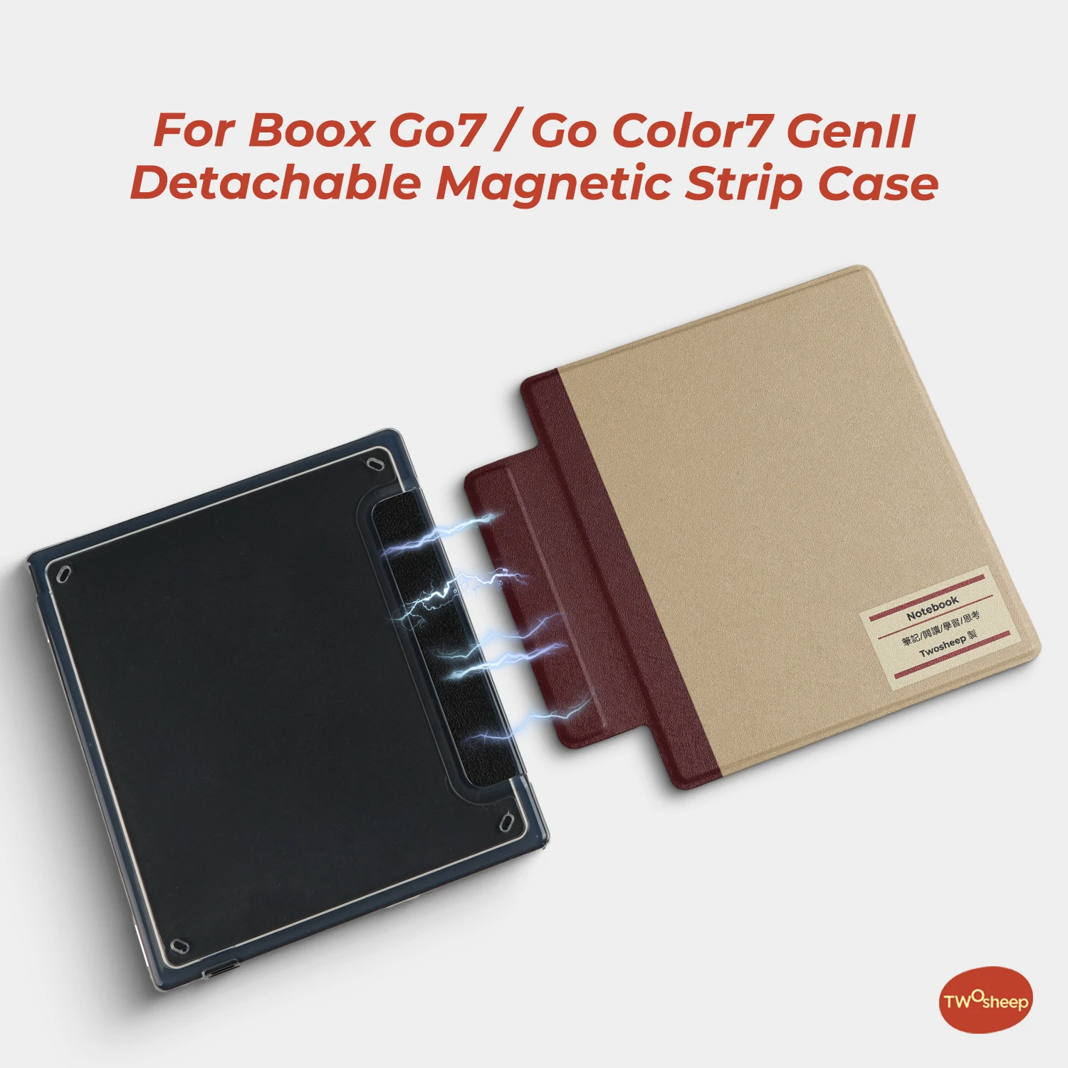 twosheep Classic Notebook Case suit for Boox Go7 Go Color7 GenII Go Color GenI Leaf3 Leaf3c Magnetic Smart Shell Cover Skin