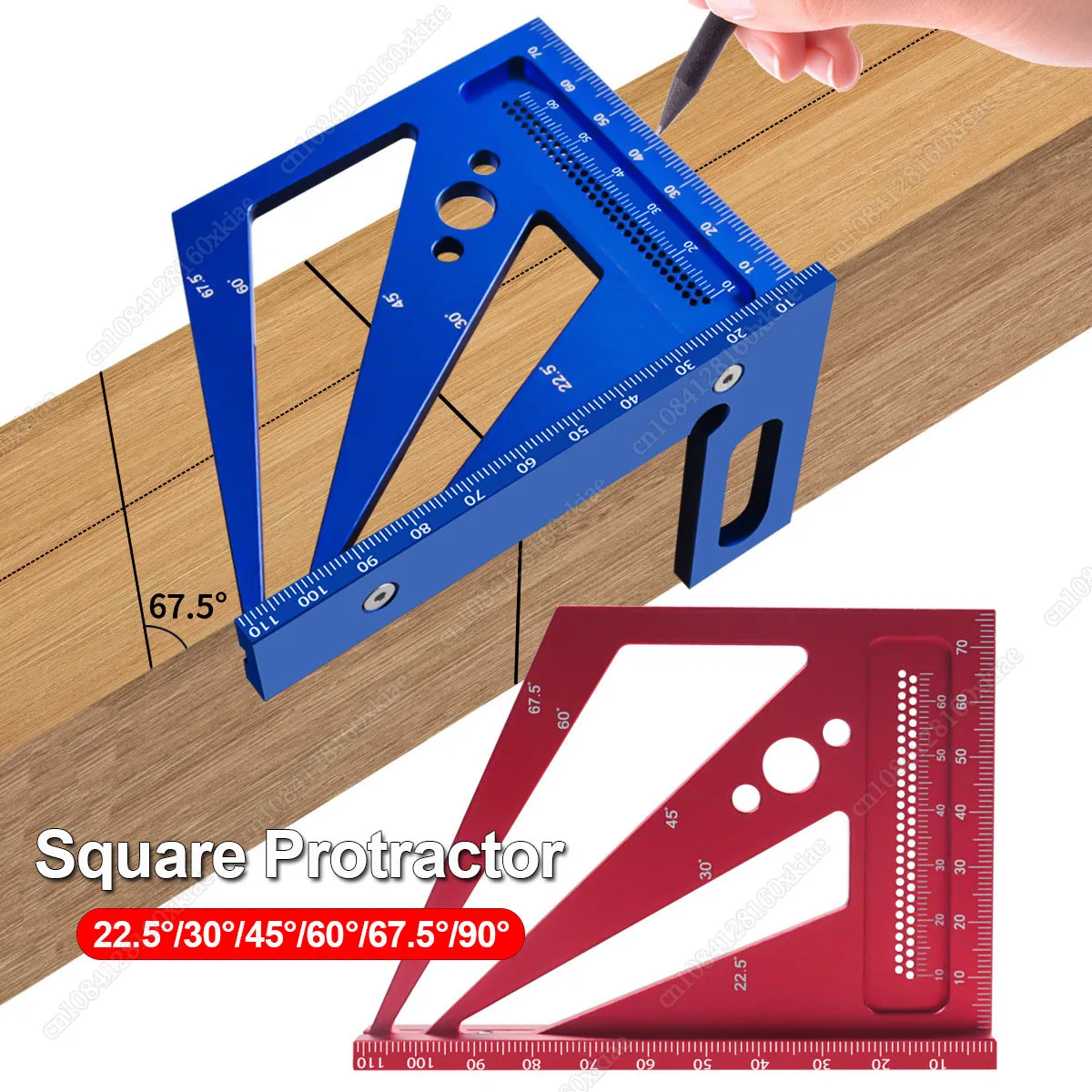 Aluminum Alloy Miter Triangle Ruler T-Type Scriber 3D Multi-Angle Woodworking Square Protractor - 22.5/30/45/60/67.5/90 Degree