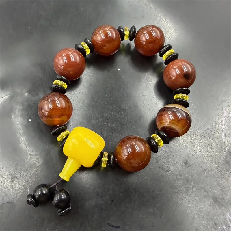 20mm red round   large bead agate bracelet