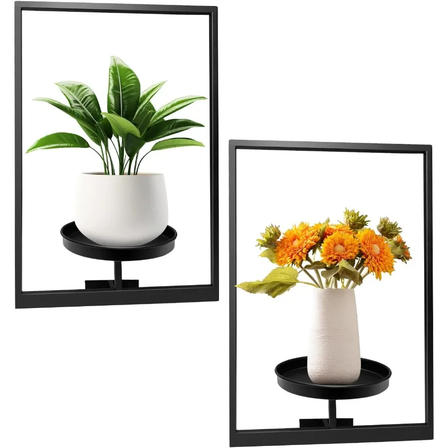 

Рамка для фотографий, держатель для растений, черная настенная вешалка для растений, внутренняя и наружная настенная металлическая подвесная стойка для растений, современное окно