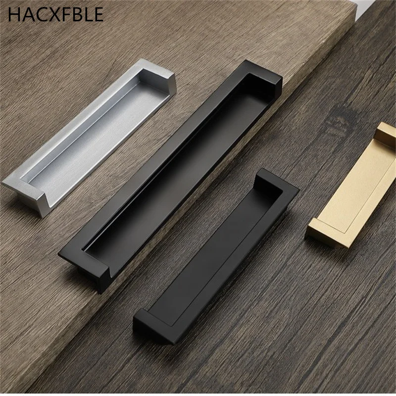 

100-300mm Modern Minimalist Edge Pulls For Cabinets Kitchen Cabinet Pulls Drawer Knobs Embedded Handles Cabinet Door Handles