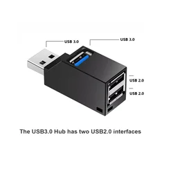 USB 3.0 HUB Adapter Extender Mini Splitter Box 1 to 3 Ports High Speed USB 2.0 For PC Laptop U Disk Card Reader