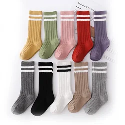 1 Pair Korean Fashion Solid Color Calf Socks for Kids Boy Girl, Spring Autumn Warm Cotton Simplicity School Socks