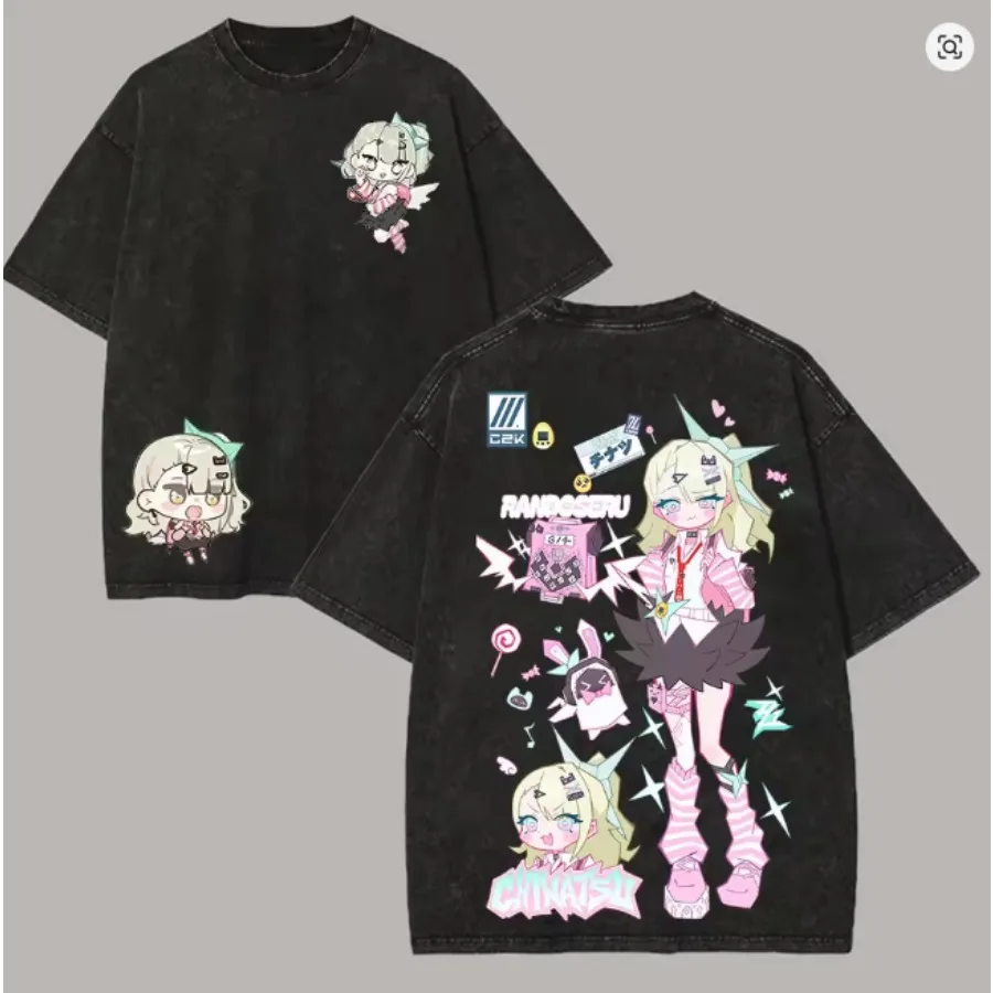 Vintage Washed Anime Zenless Zone Zero Cool Graphic T-shirt Oversized T Shirt Men Women Clothes Cotton Short Sleeve Tee