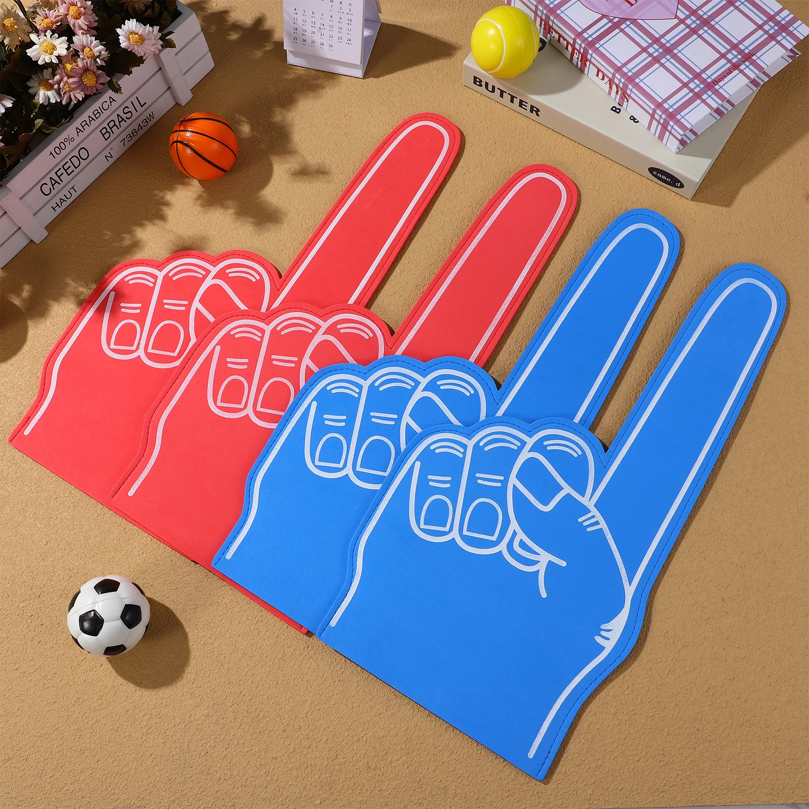 Doigts en mousse taille géante, 4 pièces, Design antidérapant, Eva souple pour fêtes de Football, événements sportifs, accessoires pour fans, doigt en mousse