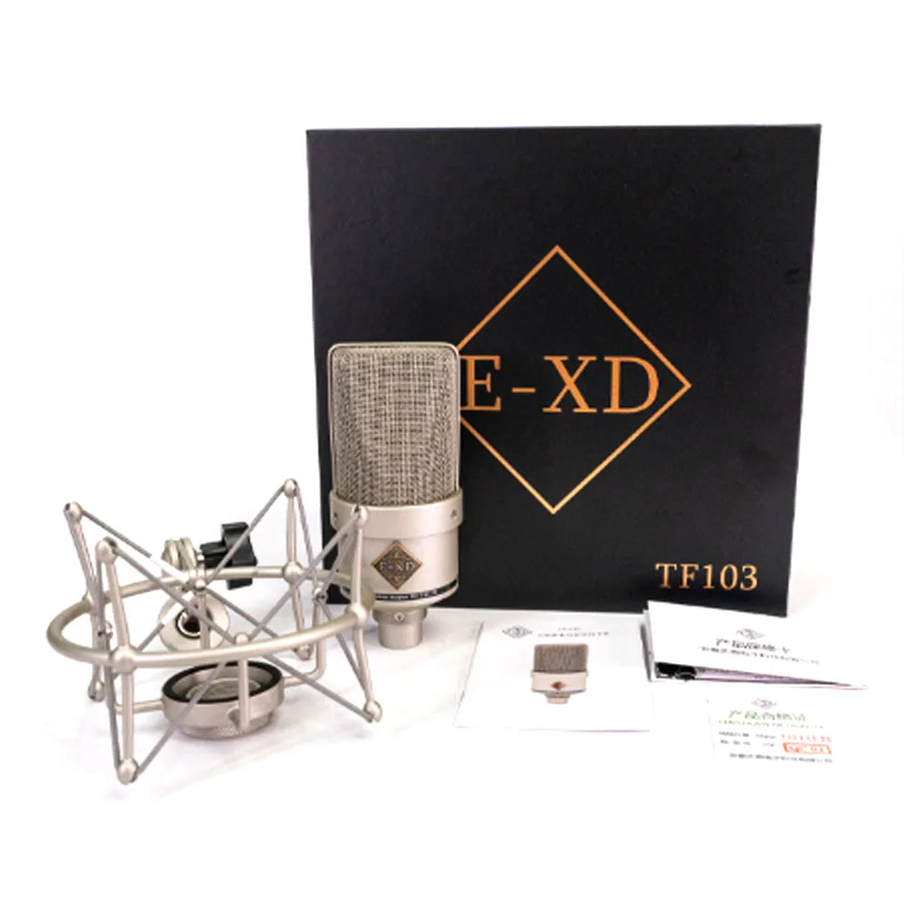 EXD-TF103 Studio Condenser Mic 34mm Gold Diaphragm Cardioid  48V Phantom Power for Podcast/Vocal/Instruments Low Noise High SPL