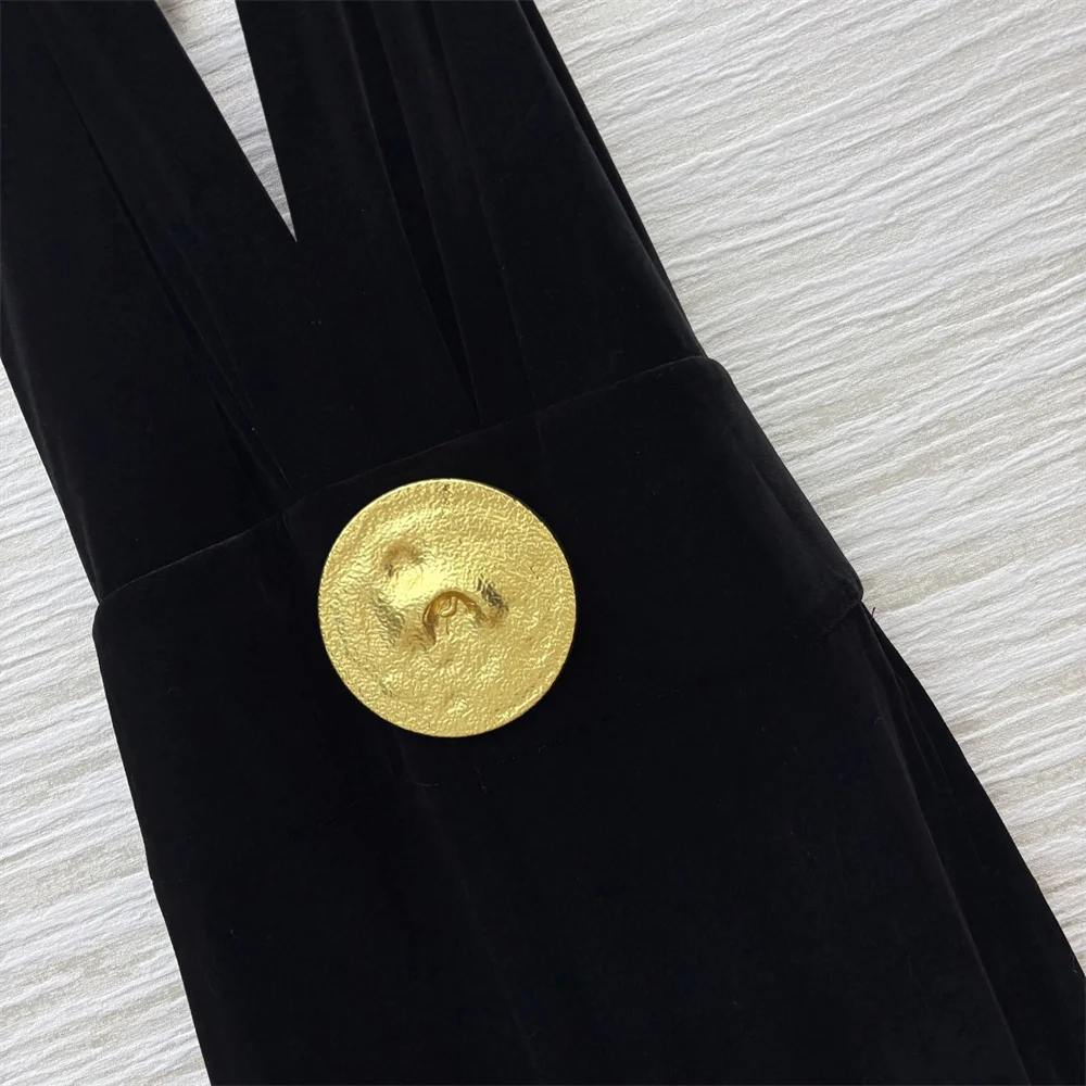 فستان سهرة نسائي شتوي 2025، مخملي، إبزيم معدني، مشد، فستان طويل أنيق للسيدات، Y2K جديد، فستان حفلات عالي الجودة