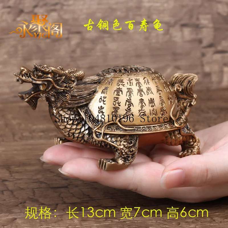 Hundred-year-old turtle figurine, dragon-head turtle, a gift for celebrating a long life, home decor, display piece for a liquor