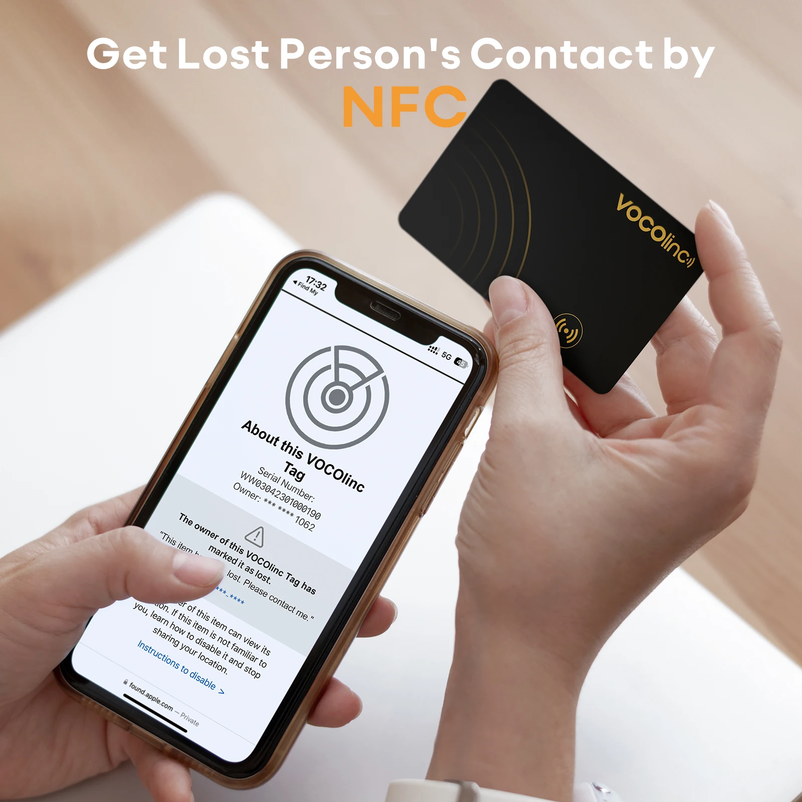 VOCOlinc Wireless Wallet Tracking Card GPS locator Smart Tag per iPhone Apple Device Trova il mio Airtag BagaglioFinder Bluetooth Tracker Rilevatore localizzazio Key ne Mini GPS label tracking per iPhone dispositivo